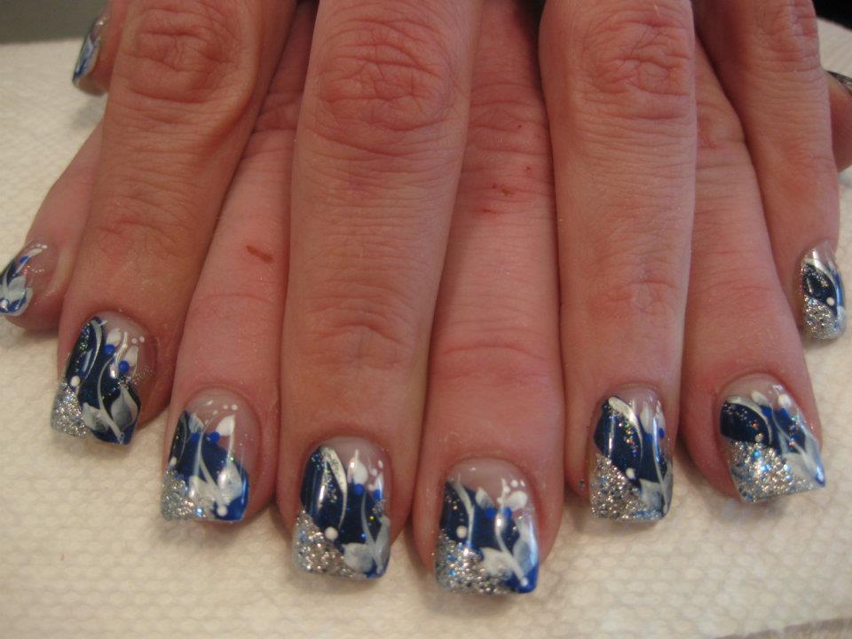 5. Geometric Sapphire Blue Nail Design - wide 7