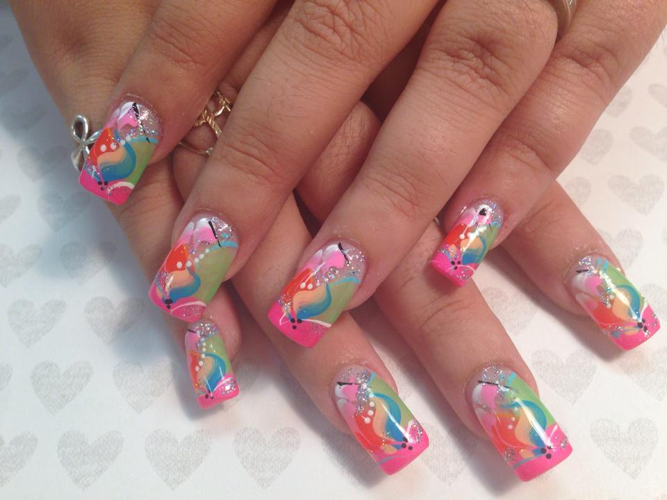 pastel acrylic nail design