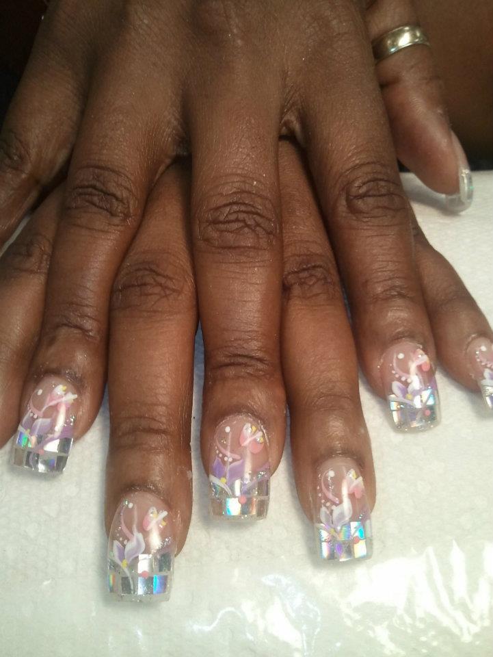 Mirrored Windows, nail art design by Top Nails, Clarksville TN. Top Nails